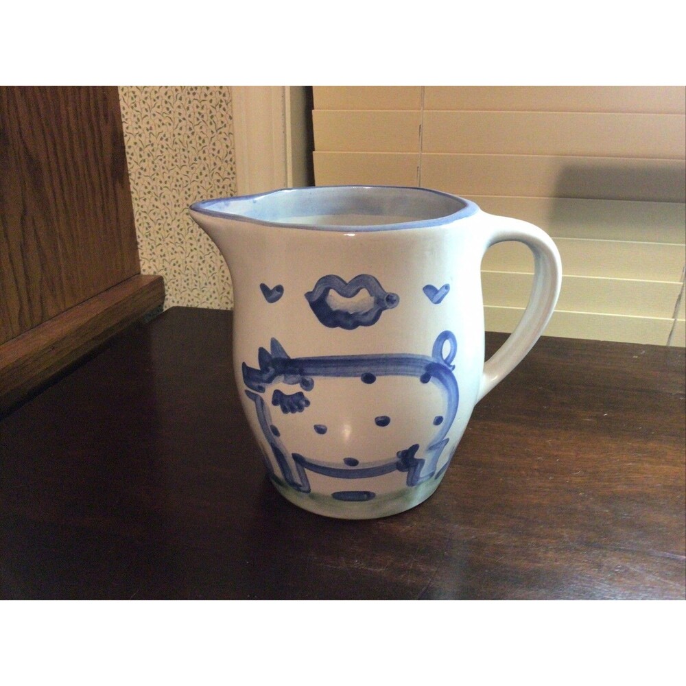 M.A. Hadley Pig Pitcher 7.5” High Stoneware Kitchen Large Pottery Utensil Jar